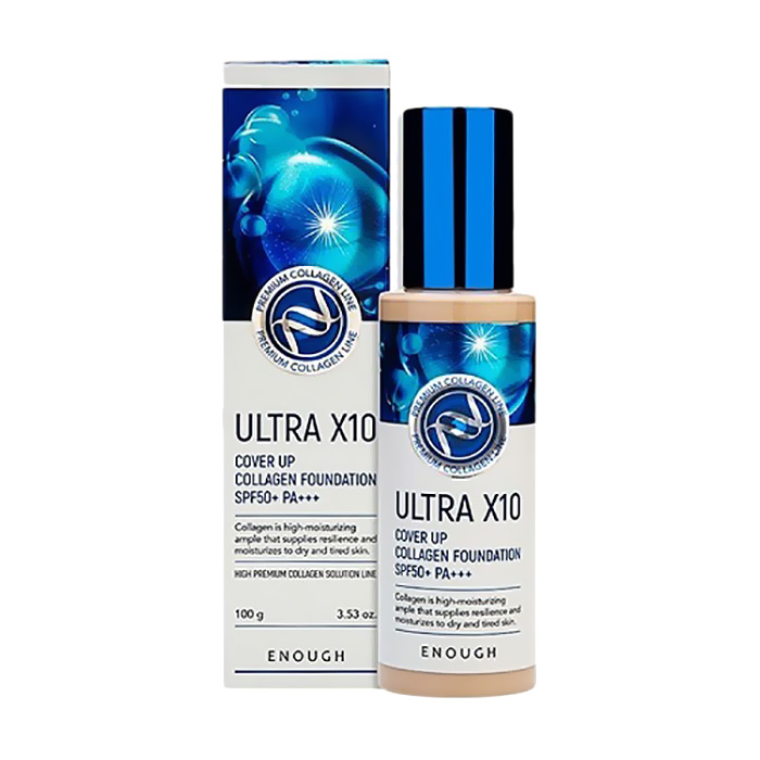 Уцінка! Тональний крем для обличчя Enough Ultra X10 Cover Up Collagen Foundation SPF 50+ PA+++, 23, 100 мл